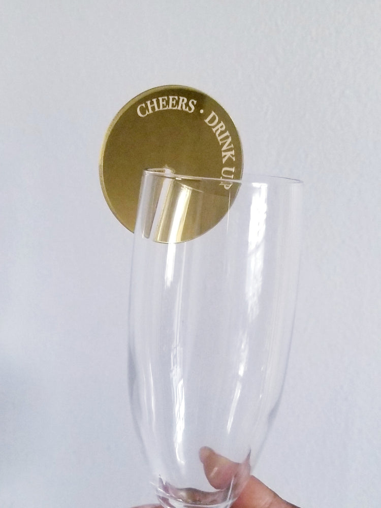 Stemless Acrylic Wine Tag - Gold Mirror